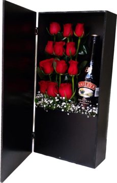 Imagen de Caja de Rosas y botella