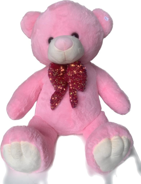 Imagen de OSO ROSA CON MOÑO DE LENTEJUELAS