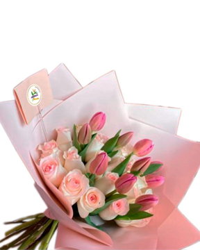 Imagen de BOUQUET ROSAS CON TULIPANES