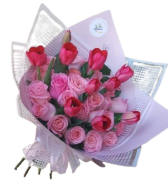 Imagen de BOUQUET ROSAS CON TULIPANES